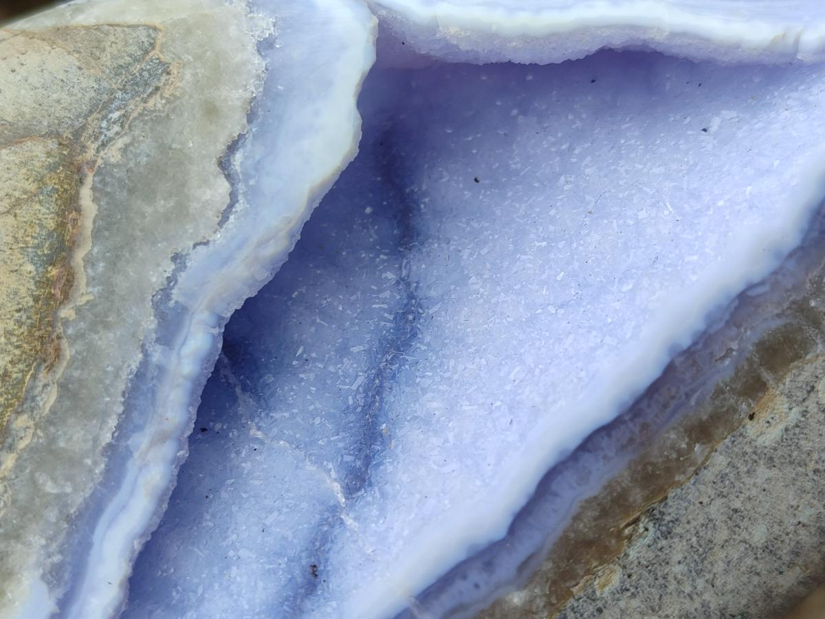 Polished and Natural Blue Lace Agate Standing Display Pieces x 2 From Nsanje, Malawi - Toprock Gemstones and Minerals 