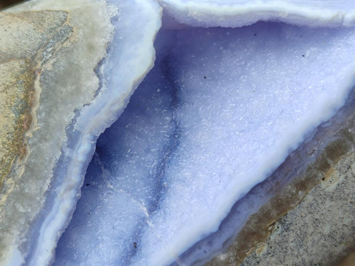 Polished and Natural Blue Lace Agate Standing Display Pieces x 2 From Nsanje, Malawi - Toprock Gemstones and Minerals 