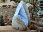 Polished and Natural Blue Lace Agate Standing Display Pieces x 2 From Nsanje, Malawi - Toprock Gemstones and Minerals 