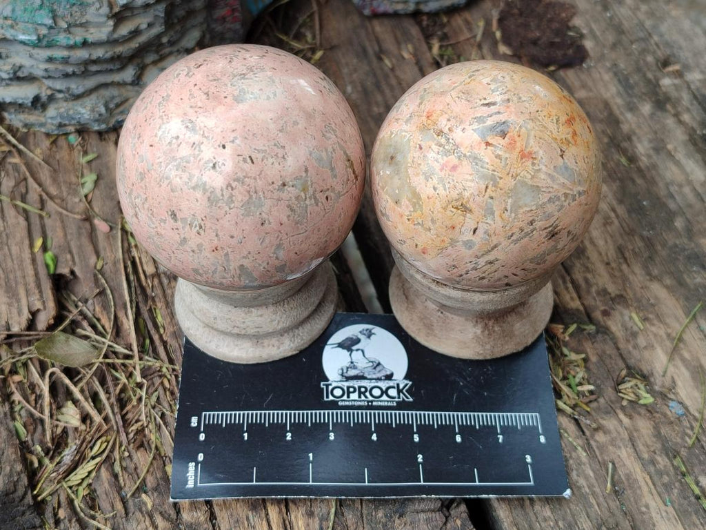 Polished Runestone Feldspar Spheres x 8 From Zimbabwe - Toprock Gemstones and Minerals 