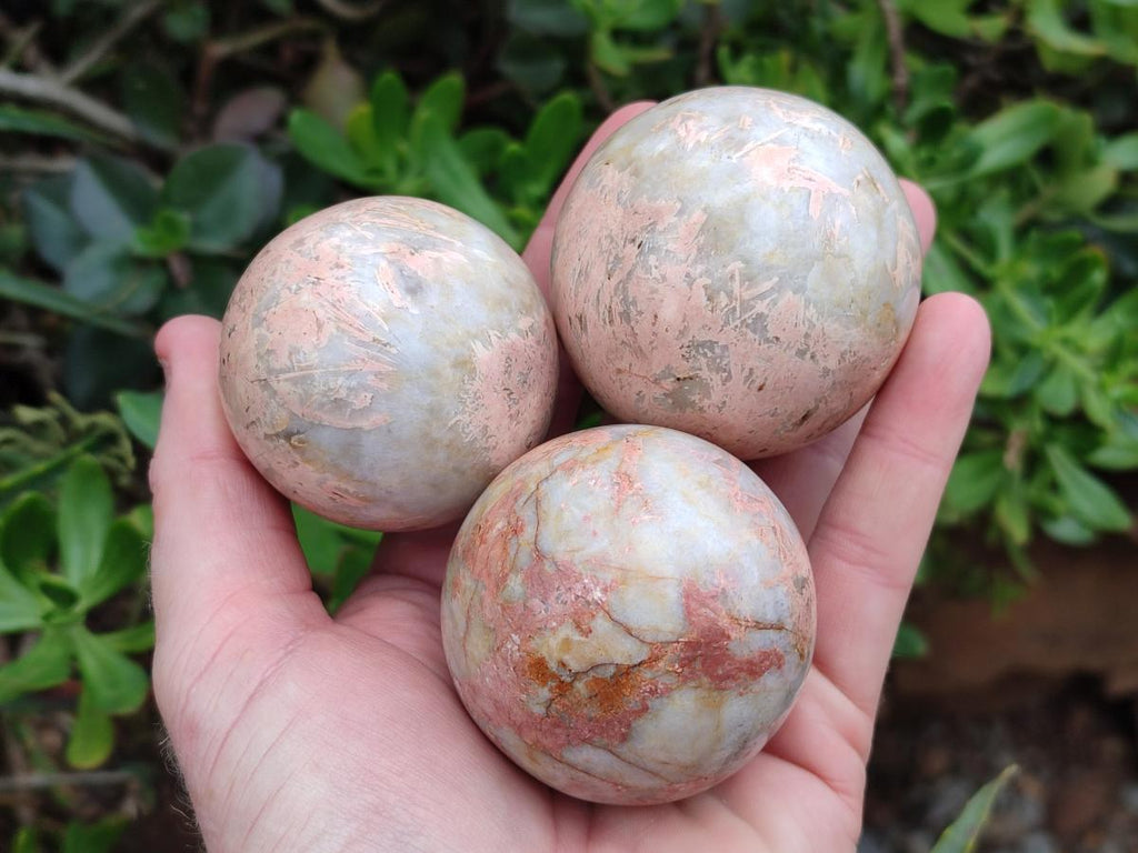 Polished Runestone Feldspar Spheres x 8 From Zimbabwe - Toprock Gemstones and Minerals 