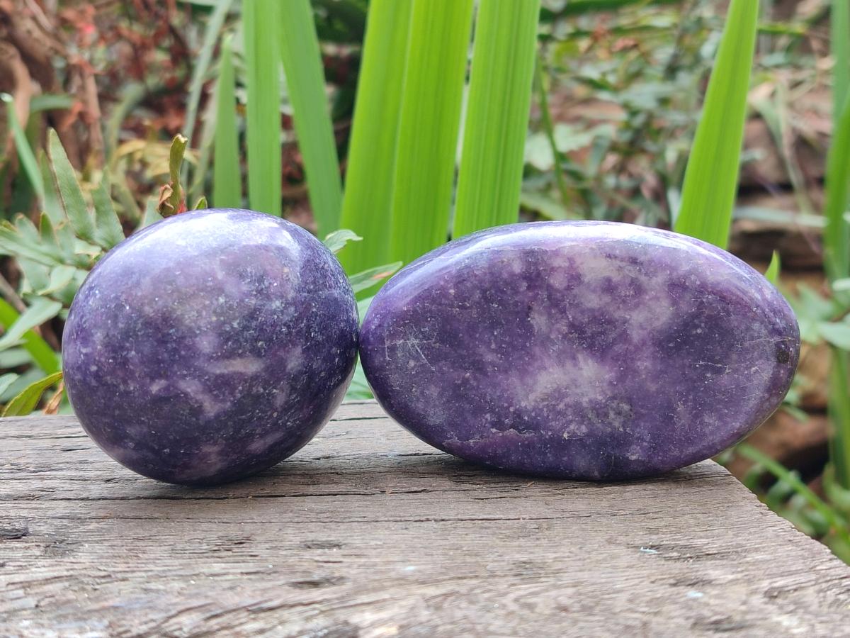 Polished Lepidolite Galets x 12 From Zimbabwe - Toprock Gemstones and Minerals 