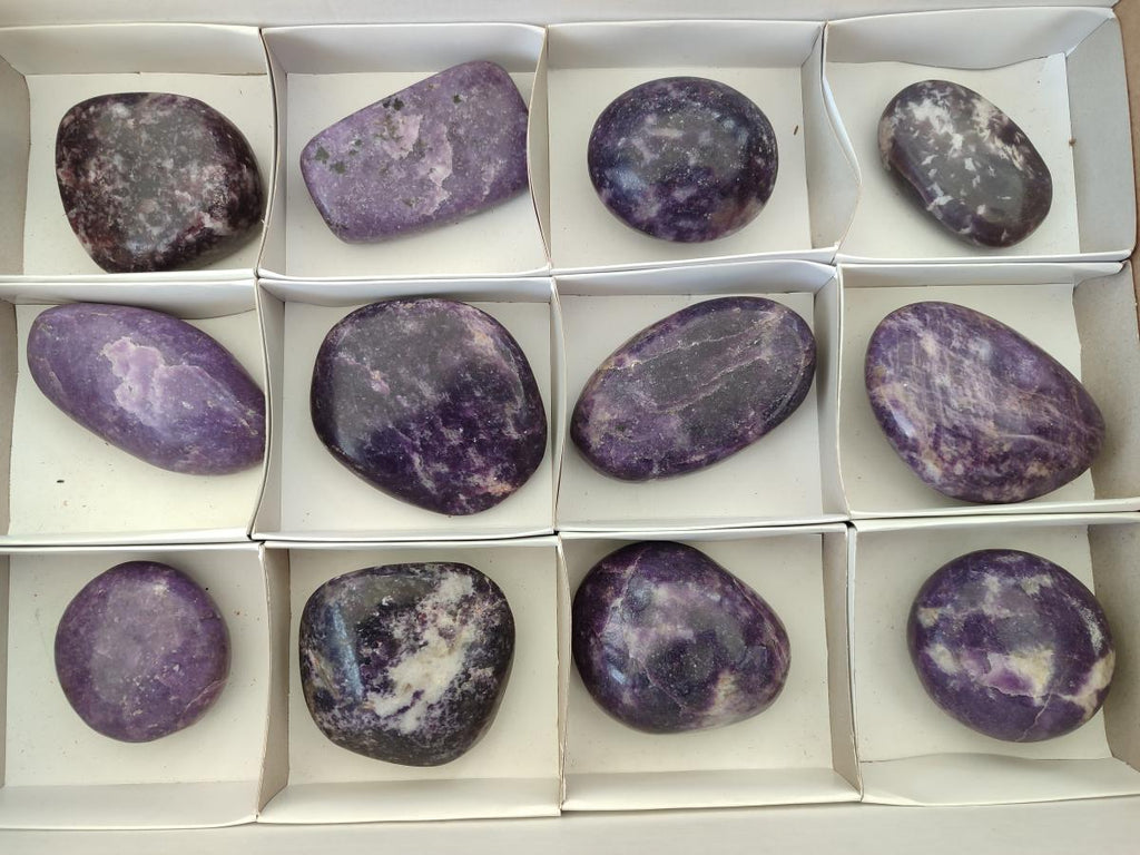 Polished Lepidolite Galets x 12 From Zimbabwe - Toprock Gemstones and Minerals 