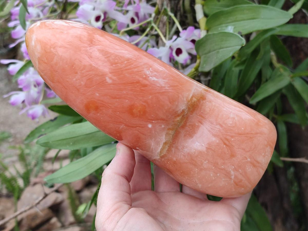 Polished Large Orange Twist Calcite Standing Display Piece x 1 From Maevatanana, Madagascar - Toprock Gemstones and Minerals 