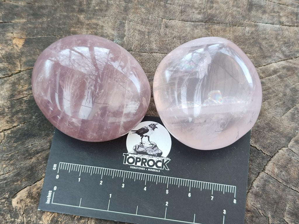 Polished Gemmy Rose Quartz Palm Stones x 12 From Madagascar - Toprock Gemstones and Minerals 