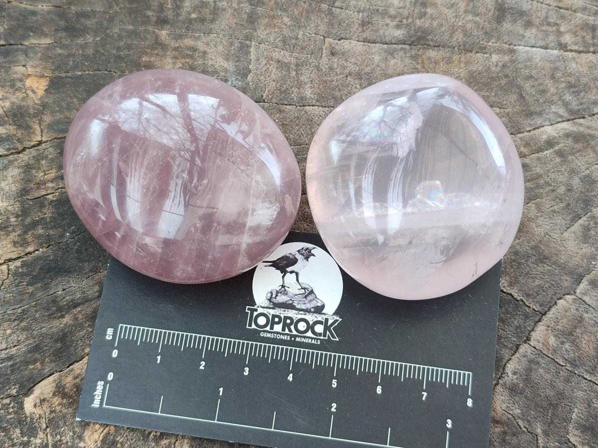 Polished Gemmy Rose Quartz Palm Stones x 12 From Madagascar - Toprock Gemstones and Minerals 