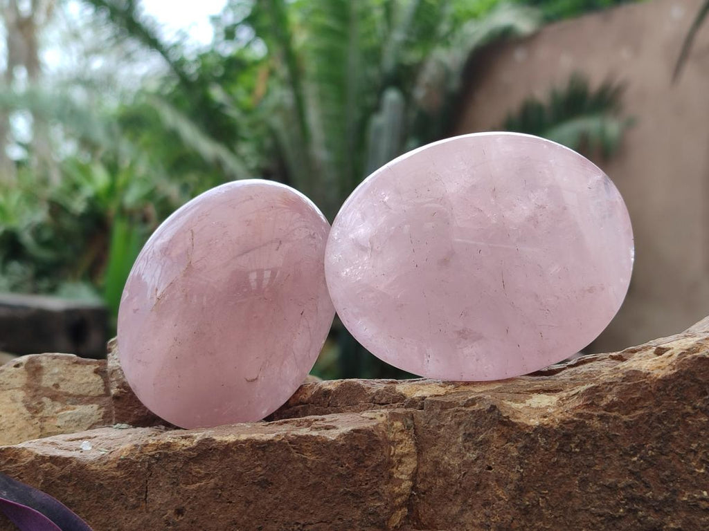 Polished Gemmy Rose Quartz Palm Stones x 12 From Madagascar - Toprock Gemstones and Minerals 