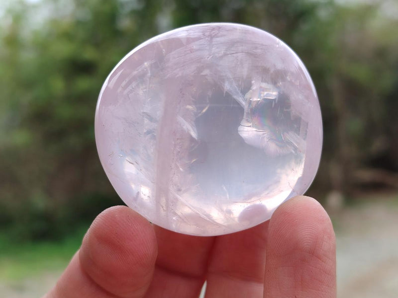 Polished Gemmy Rose Quartz Palm Stones x 12 From Madagascar - Toprock Gemstones and Minerals 