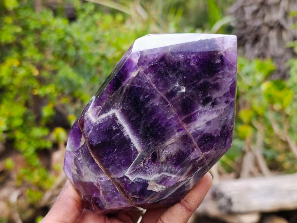 Polished Chevron Amethyst Display Crystals x 2 From Zambia - Toprock Gemstones and Minerals 