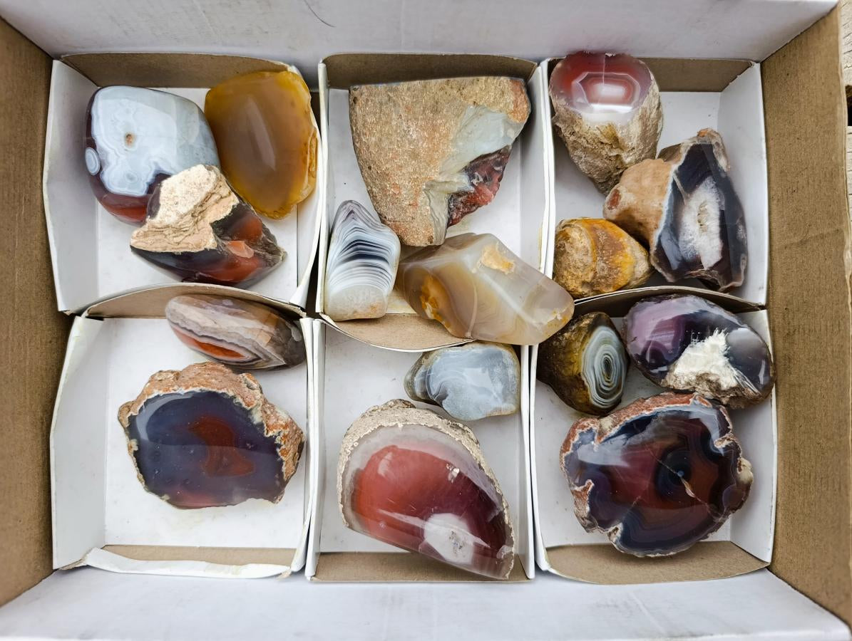 Polished One Side Red Shashe River Agate Nodules x 16 From Shashe River, Zimbabwe - Toprock Gemstones and Minerals 