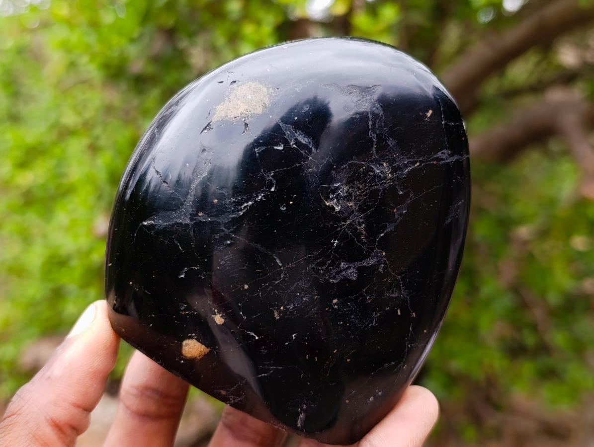 Polished Black Tourmaline Standing Display Pieces x 3 From Madagascar - Toprock Gemstones and Minerals 
