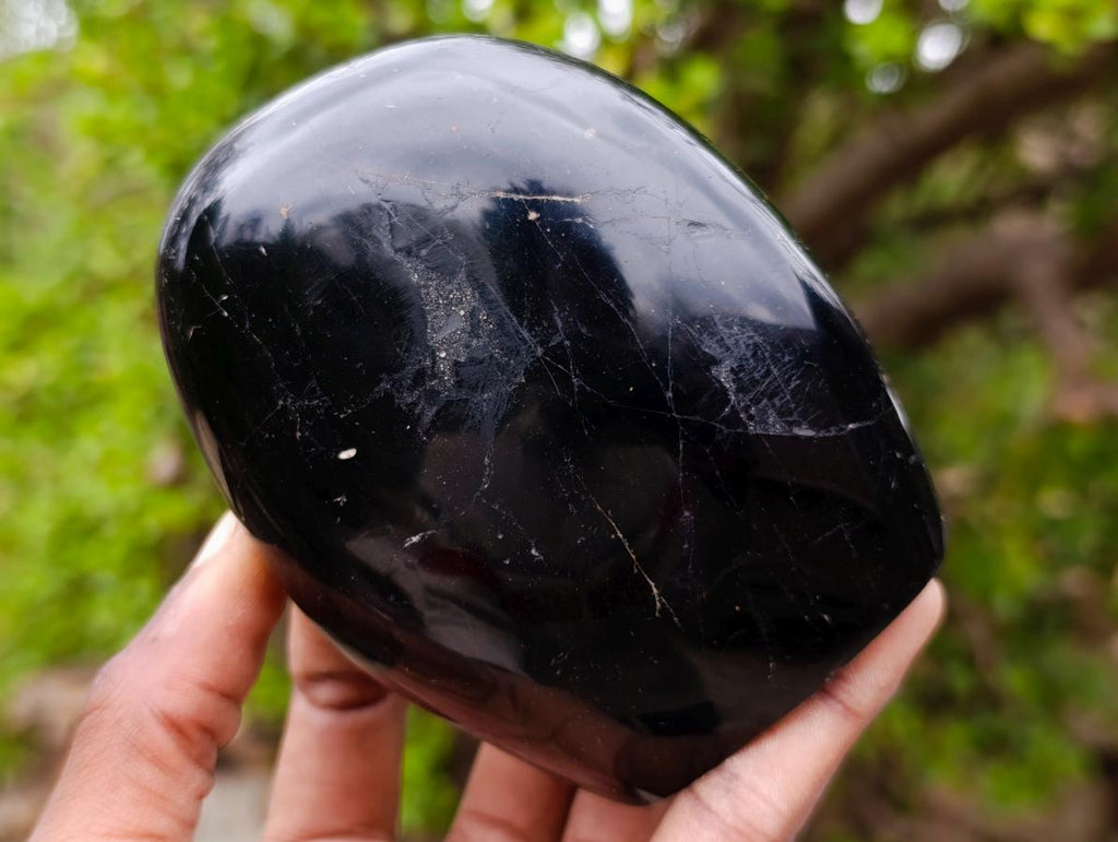 Polished Black Tourmaline Standing Display Pieces x 3 From Madagascar - Toprock Gemstones and Minerals 