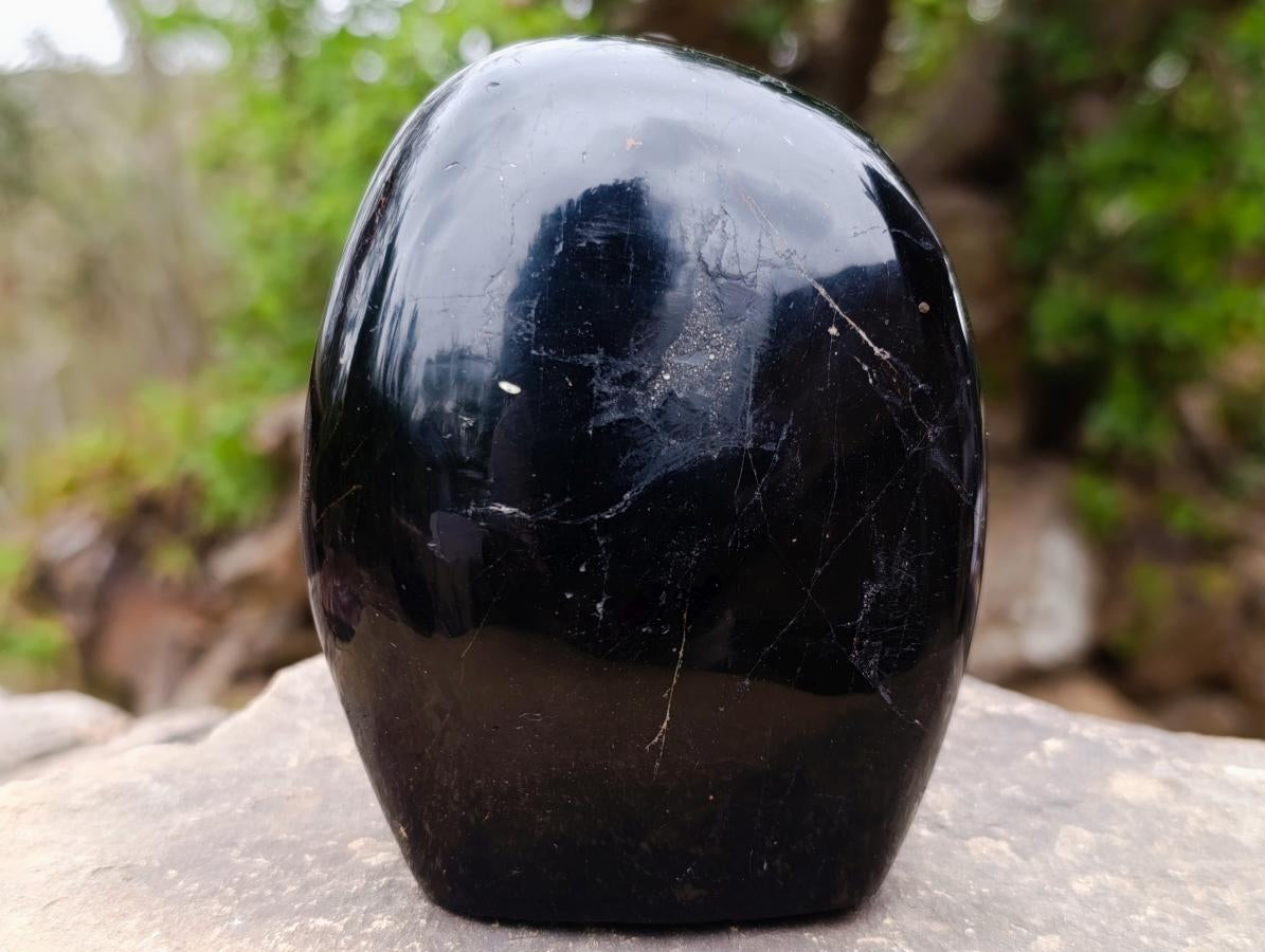 Polished Black Tourmaline Standing Display Pieces x 3 From Madagascar - Toprock Gemstones and Minerals 