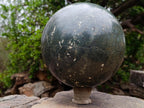 Polished XL Green Basalt Amygdale Sphere with White Natrolite x 1 From Tshipise South Africa - Toprock Gemstones and Minerals 