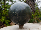 Polished XL Green Basalt Amygdale Sphere with White Natrolite x 1 From Tshipise South Africa - Toprock Gemstones and Minerals 