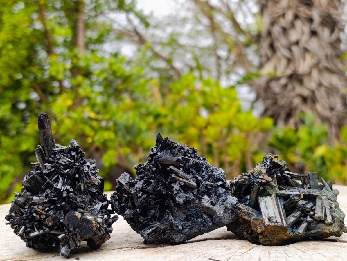 Natural Schorl Black Tourmaline Cluster Specimens with Associated Minerals x 12 From Erongo, Namibia - Toprock Gemstones and Minerals 