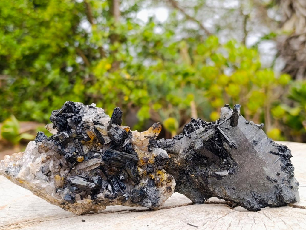 Natural Schorl Black Tourmaline Cluster Specimens with Associated Minerals x 12 From Erongo, Namibia - Toprock Gemstones and Minerals 