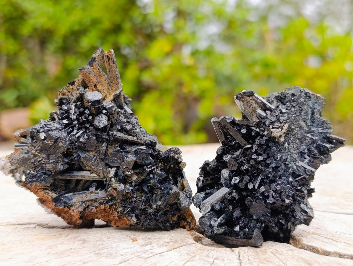 Natural Schorl Black Tourmaline Cluster Specimens with Associated Minerals x 12 From Erongo, Namibia - Toprock Gemstones and Minerals 