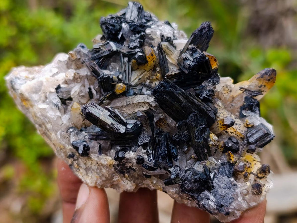 Natural Schorl Black Tourmaline Cluster Specimens with Associated Minerals x 12 From Erongo, Namibia - Toprock Gemstones and Minerals 