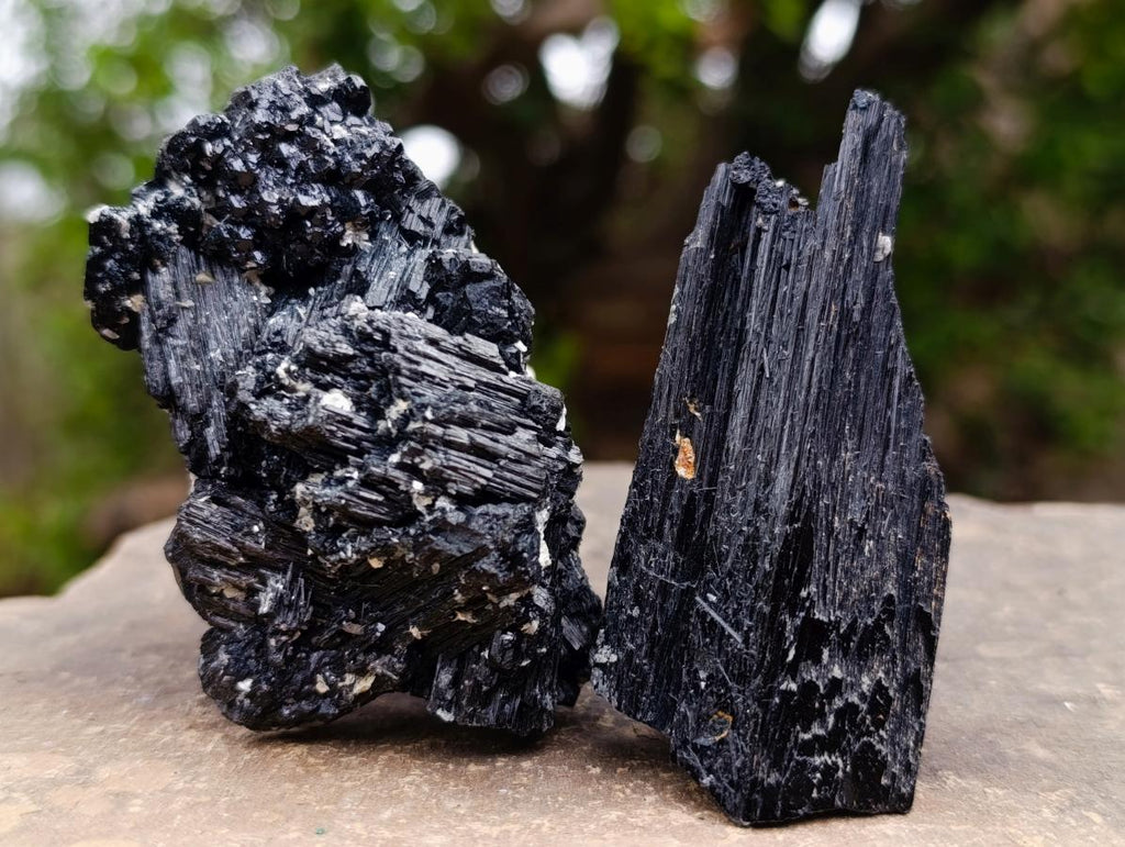Natural Schorl Black Tourmaline Specimens with Associated Minerals x 13 From Erongo, Namibia - Toprock Gemstones and Minerals 