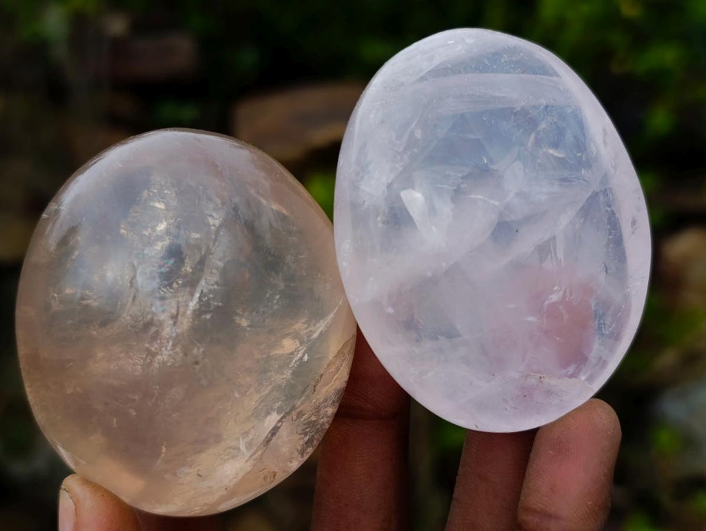 Polished Gemmy Rose Quartz Palm Stones x 12 From Madagascar - Toprock Gemstones and Minerals 