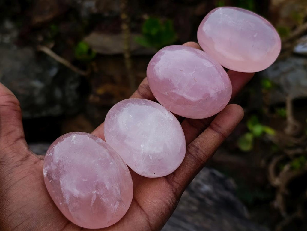 Polished Gemmy Rose Quartz Palm Stones x 12 From Madagascar - Toprock Gemstones and Minerals 