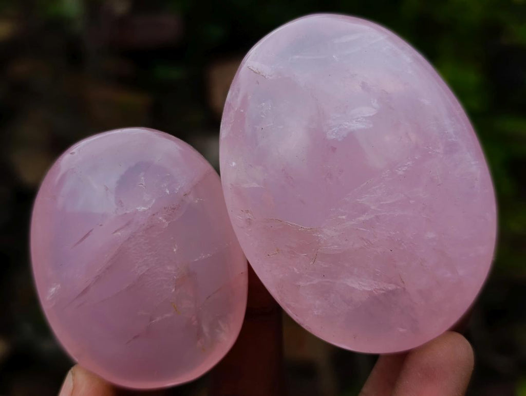 Polished Gemmy Rose Quartz Palm Stones x 12 From Madagascar - Toprock Gemstones and Minerals 