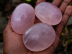 Polished Gemmy Rose Quartz Palm Stones x 12 From Madagascar - Toprock Gemstones and Minerals 