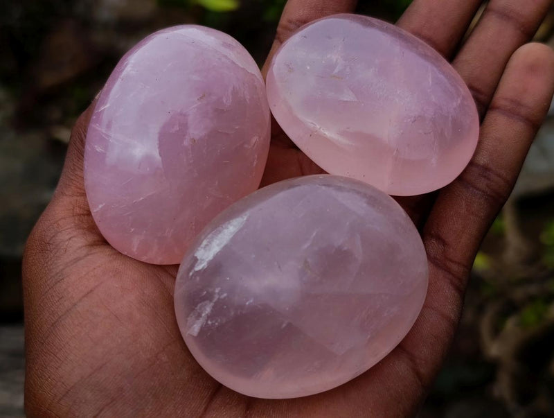 Polished Gemmy Rose Quartz Palm Stones x 12 From Madagascar - Toprock Gemstones and Minerals 