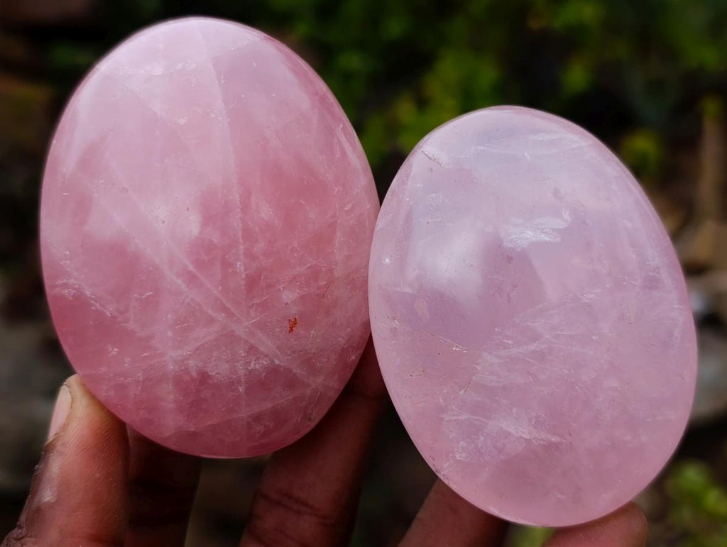 Polished Gemmy Rose Quartz Palm Stones x 12 From Madagascar - Toprock Gemstones and Minerals 