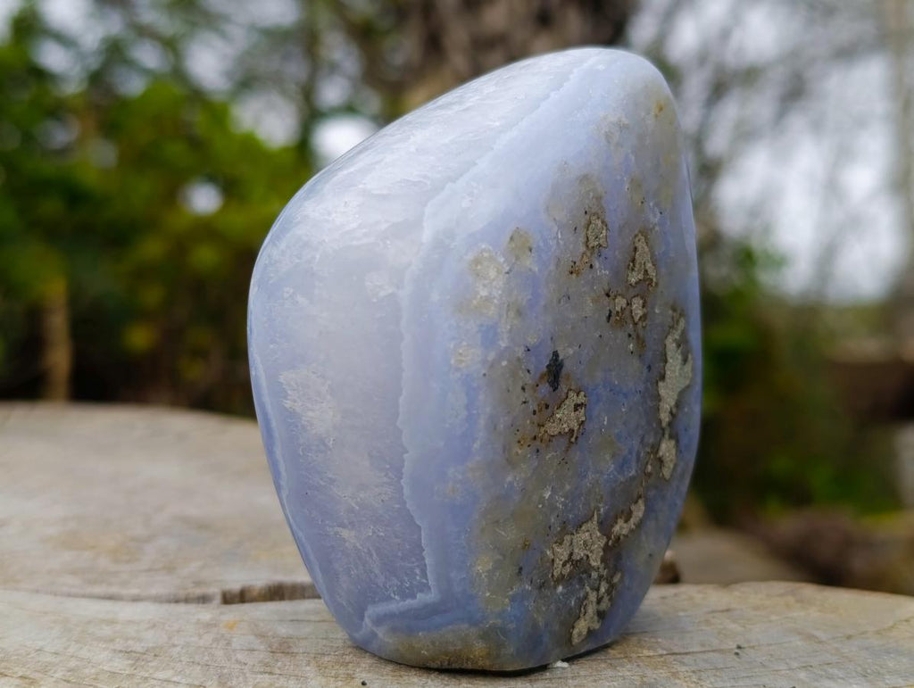 Polished Blue Lace Agate Standing Display Pieces x 3 From Nsanje, Malawi - Toprock Gemstones and Minerals 