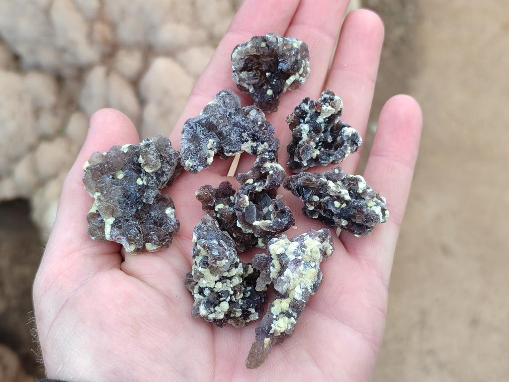 Natural Smokey Fluorite Specimens with Yellow Muscovite Mica x 70 From Erongo, Namibia - Toprock Gemstones and Minerals 