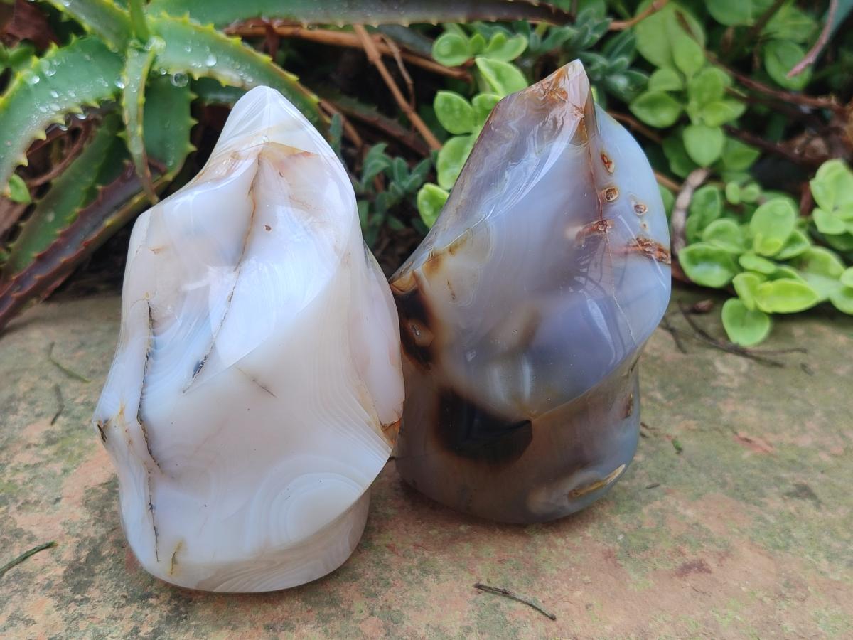 Polished and Natural Mix of Banded Agate Pieces x 6 From Madagascar - Toprock Gemstones and Minerals 