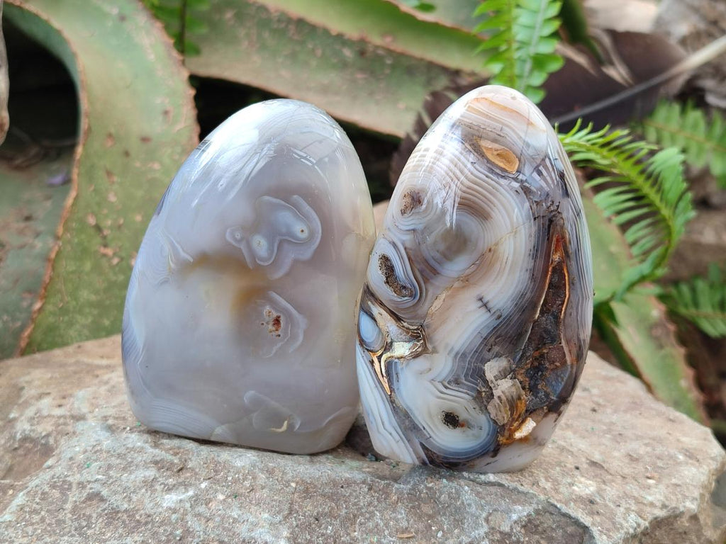 Polished and Natural Mix of Banded Agate Pieces x 6 From Madagascar - Toprock Gemstones and Minerals 