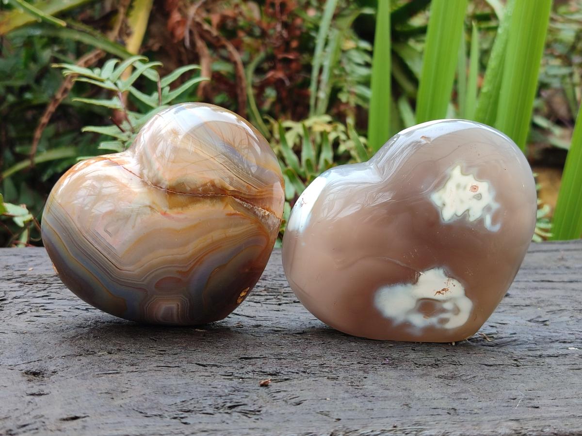 Polished and Natural Mix of Banded Agate Pieces x 6 From Madagascar - Toprock Gemstones and Minerals 