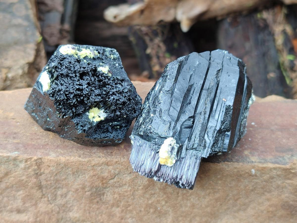 Natural Schorl Black Tourmaline Crystal Specimens x 12 From Erongo, Namibia - Toprock Gemstones and Minerals 