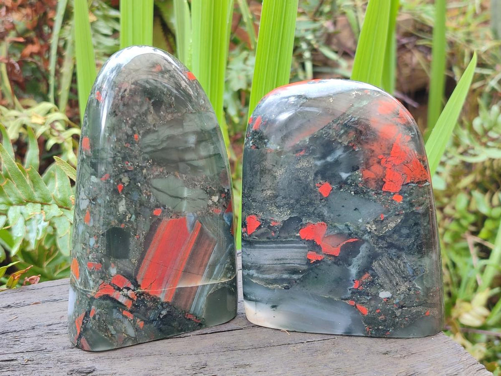 Polished Bloodstone Standing Display Pieces x 2 From Swaziland - Toprock Gemstones and Minerals 