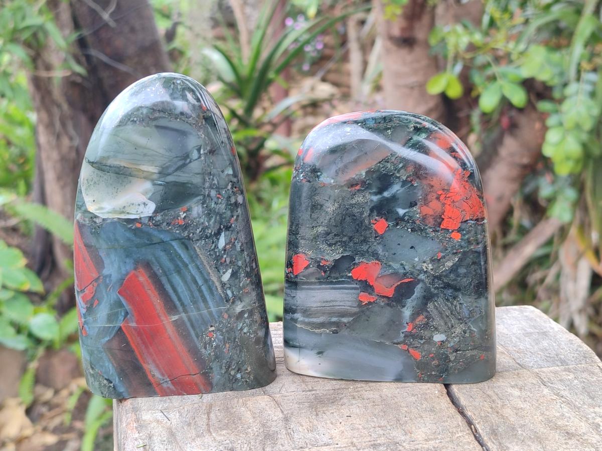 Polished Bloodstone Standing Display Pieces x 2 From Swaziland - Toprock Gemstones and Minerals 