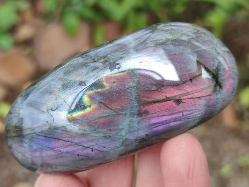 Polished Rare Purple Sunset Flash Labradorite Palm Stones x 12 From Madagascar - Toprock Gemstones and Minerals 