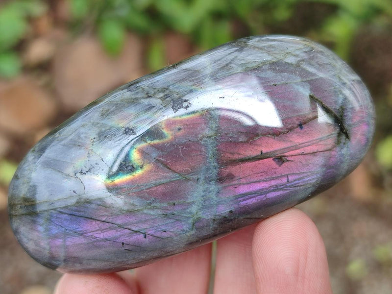 Polished Rare Purple Sunset Flash Labradorite Palm Stones x 12 From Madagascar - Toprock Gemstones and Minerals 