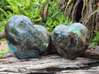 Polished Labradorite Hearts x 2 From Madagascar - Toprock Gemstones and Minerals 