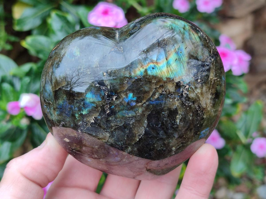 Polished Labradorite Hearts x 2 From Madagascar - Toprock Gemstones and Minerals 