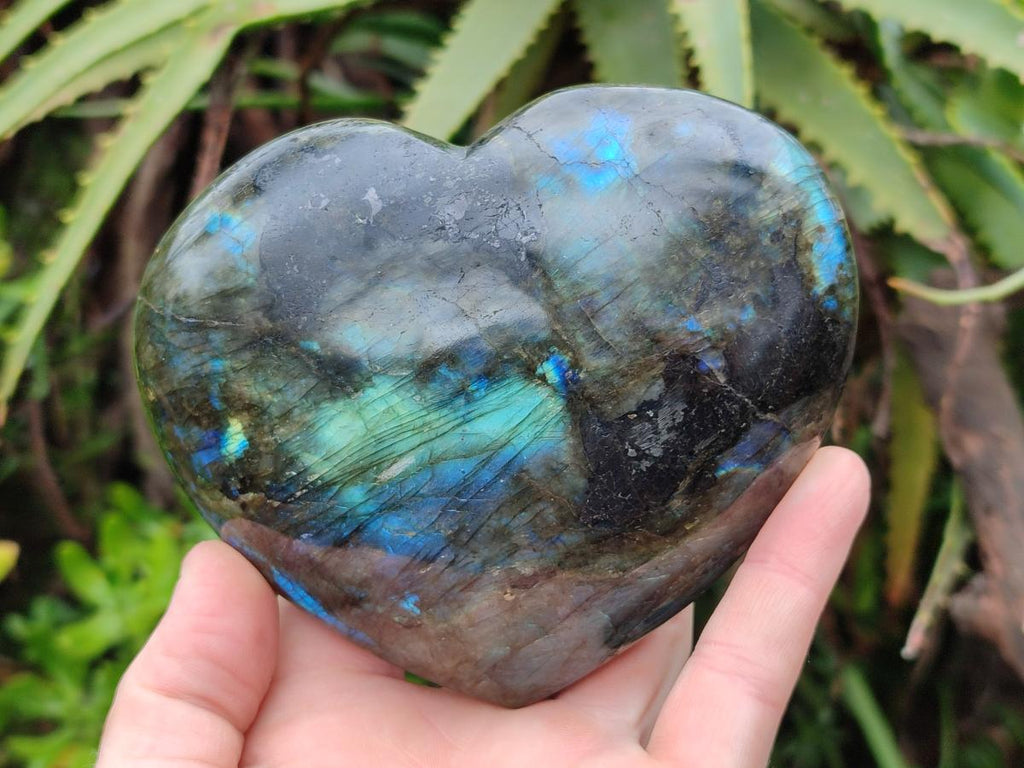 Polished Labradorite Hearts x 2 From Madagascar - Toprock Gemstones and Minerals 