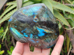 Polished Labradorite Hearts x 2 From Madagascar - Toprock Gemstones and Minerals 