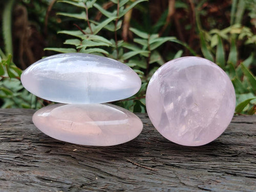 Polished Gemmy Rose Quartz Palm Stones x 12 From Madagascar - Toprock Gemstones and Minerals 