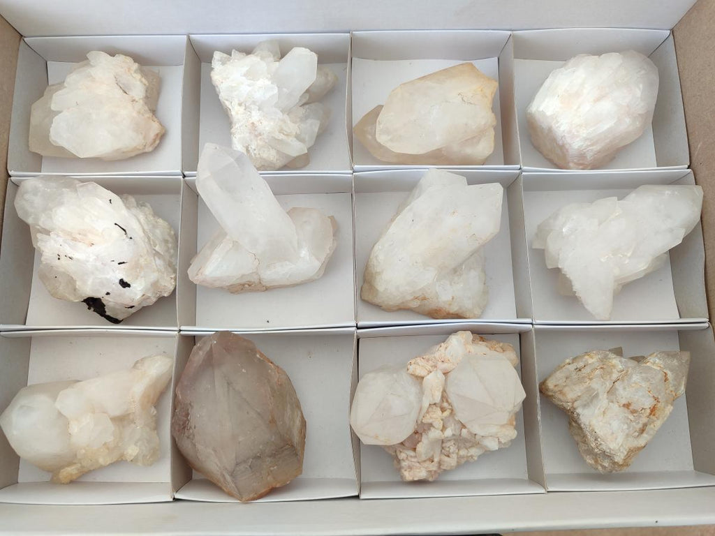 Natural Malagasy Quartz Clusters x 12 From Madagascar - Toprock Gemstones and Minerals 