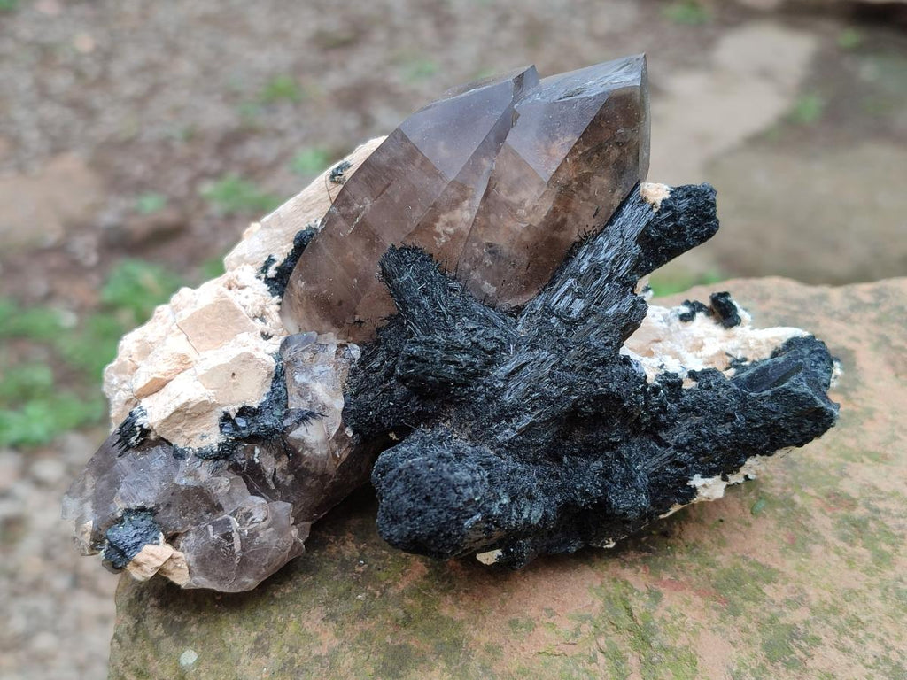 Natural Smokey Quartz Clusters with Associated Minerals x 6 From Erongo, Namibia - Toprock Gemstones and Minerals 