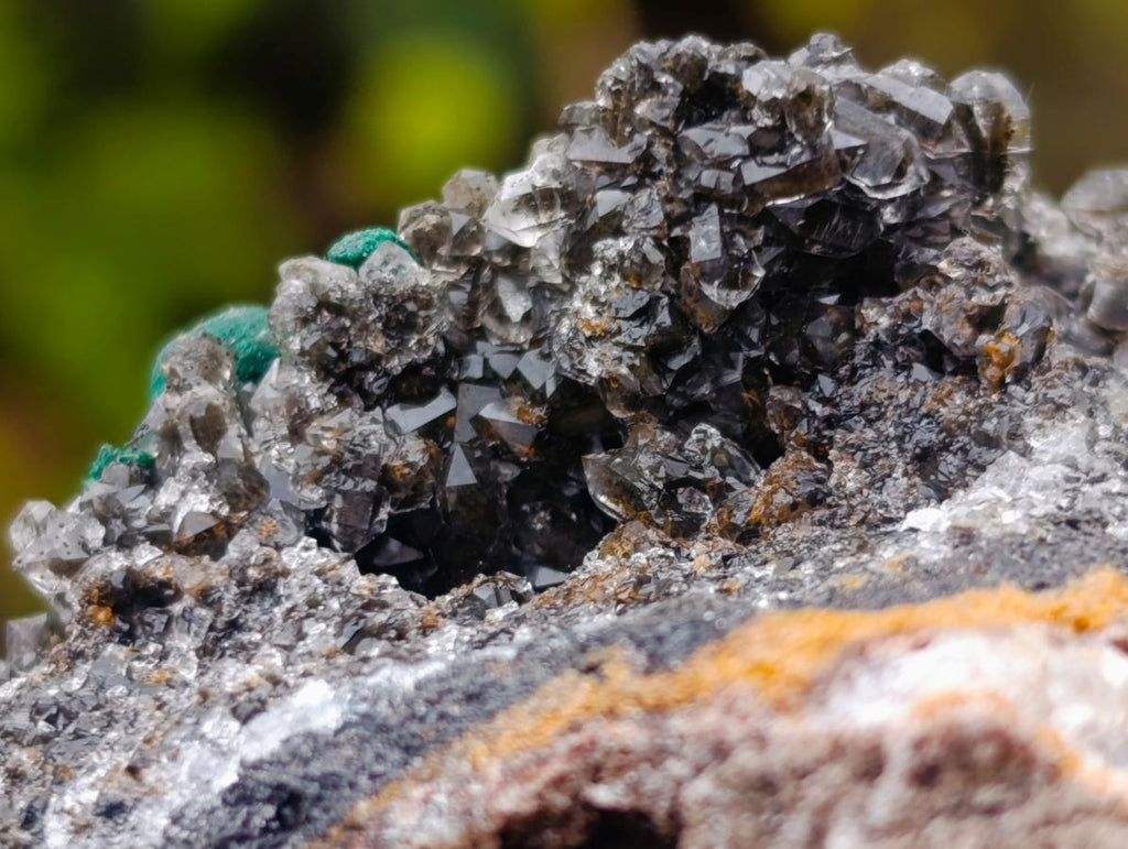 Natural Cabinet Size Ball Malachite Specimens Coated with Drusy Quartz on Dolomite x 2 From Mindingi Mine, Kambove, Congo