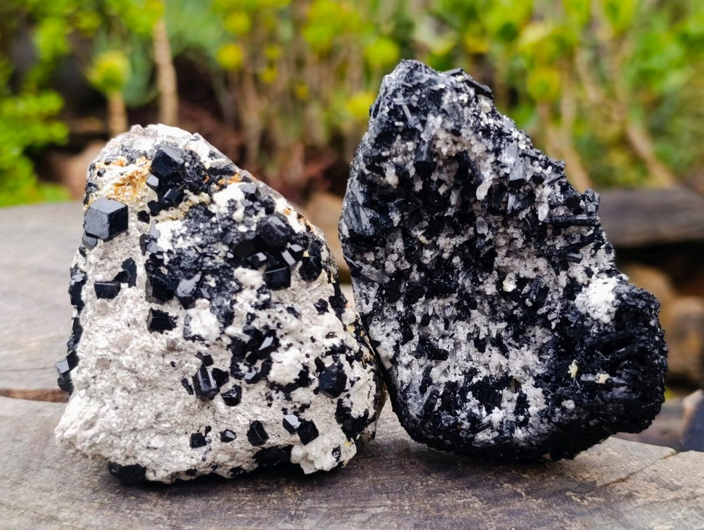 Natural Schorl Black Tourmaline Specimens x 6 From Erongo, Namibia - Toprock Gemstones and Minerals 