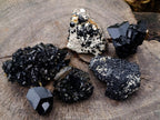 Natural Schorl Black Tourmaline Specimens x 6 From Erongo, Namibia - Toprock Gemstones and Minerals 